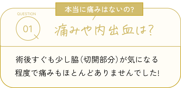  痛みや内出血は？