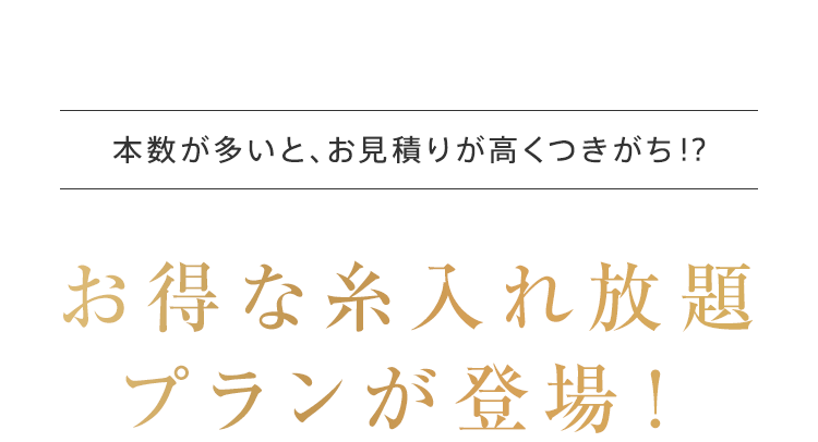 本数が多いと、お見積りが高くつきがち！？お得な糸入れ放題プランが登場！
